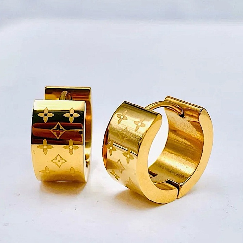 Gold Plated Four Leaf Hoop Luxury Huggies’ Minimalist Earrings